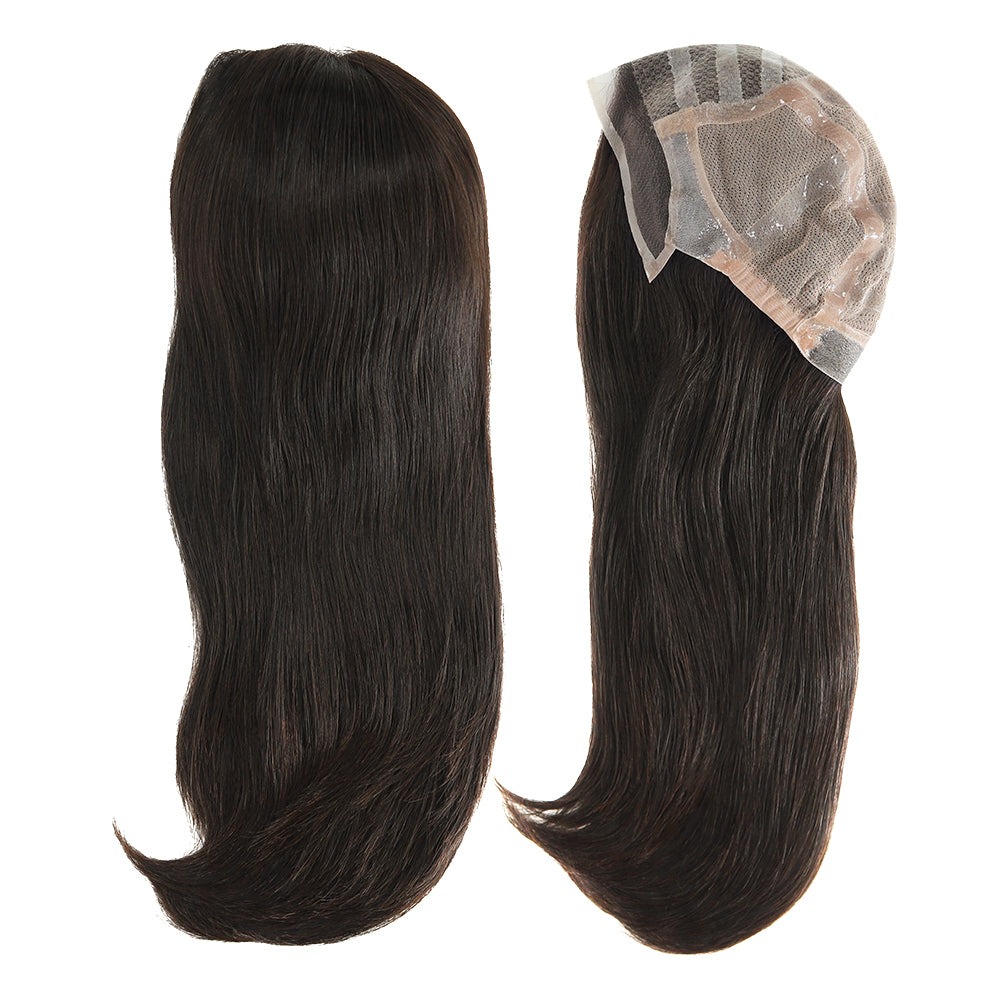 18" Orvosi paróka teljes sapka rákbetegeknek, kézzel csomózott szilikon alapú zsidó paróka