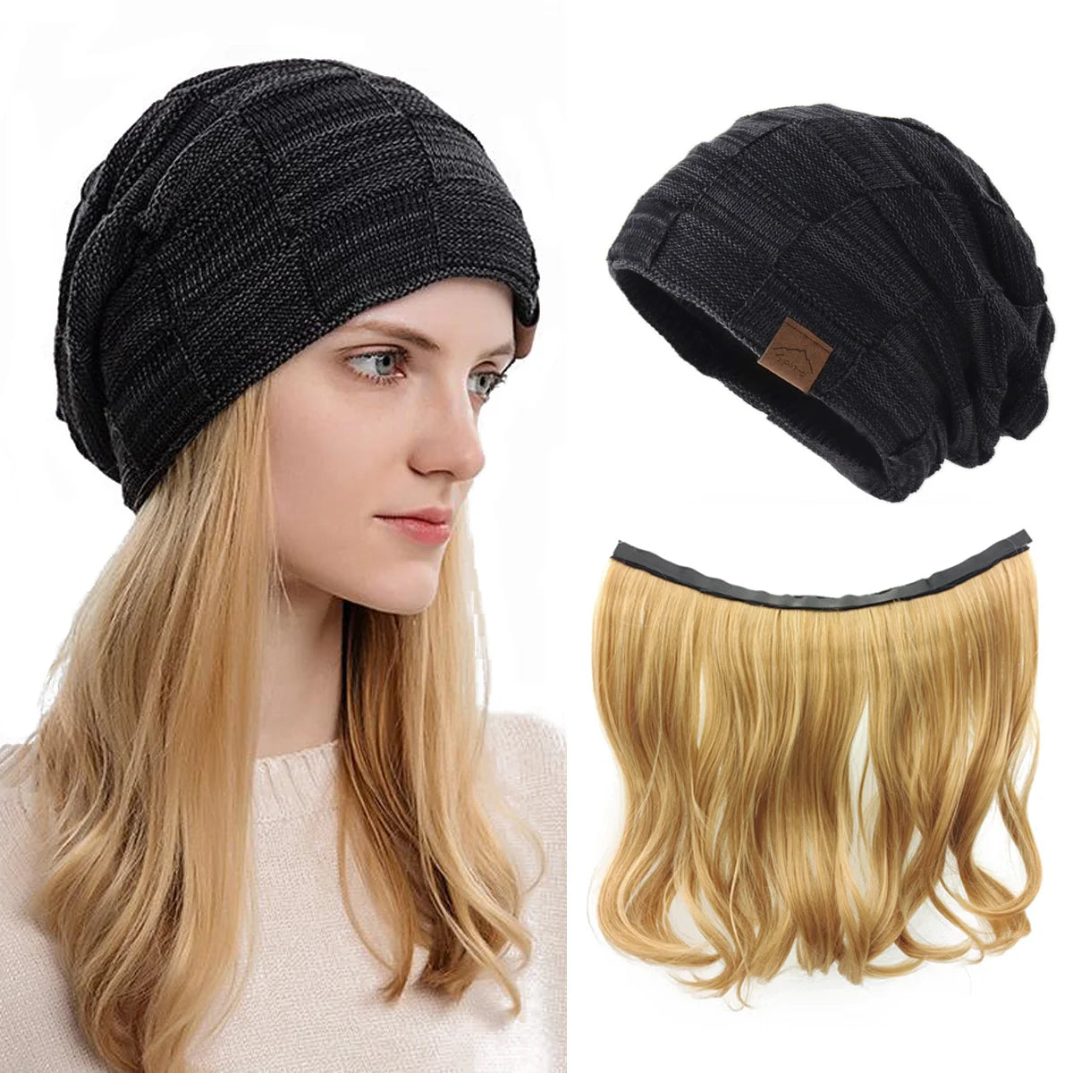 НЕТ НЕТ осенне-зимние парики-шапочки для женщин, вязаная теплая толстая шапка-шапка-чулок с черепами с прикрепленными волосами, женский светлый парик-шапочка