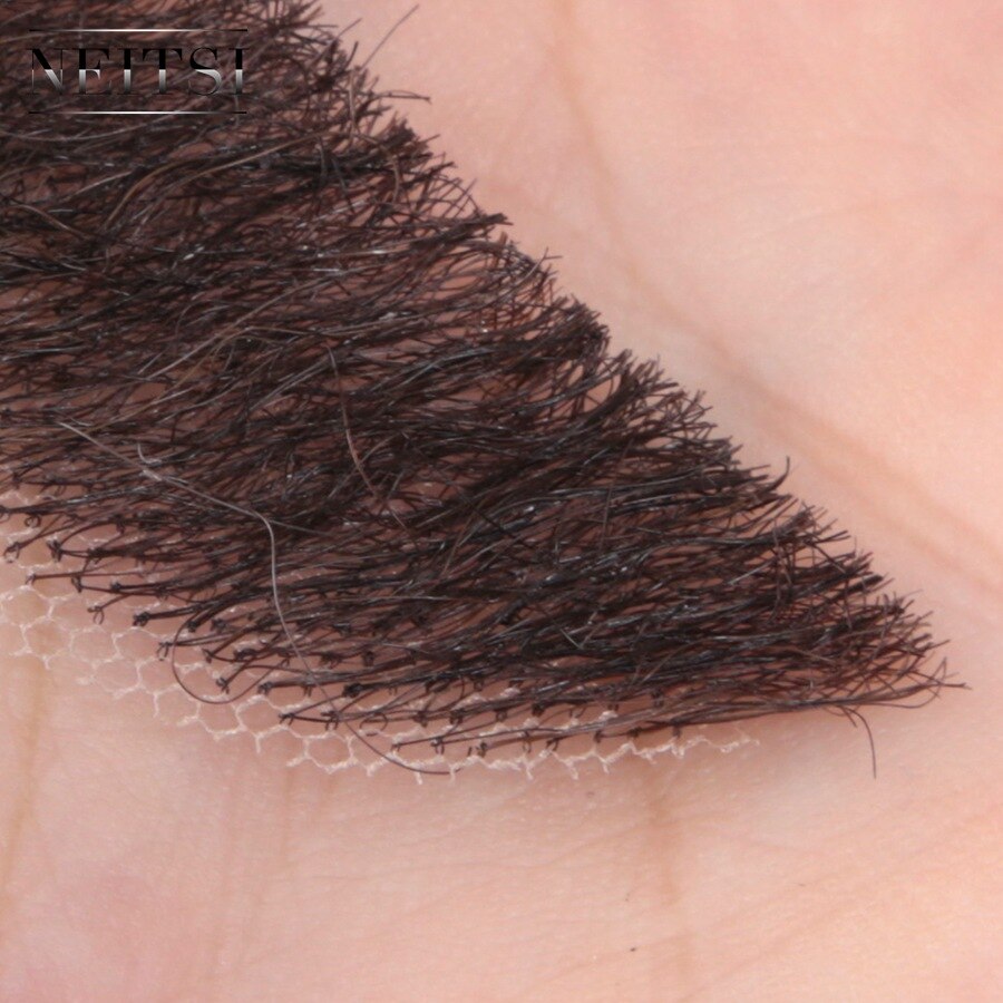 Herre realistisk bart, håndknyttet 100% menneskehår, falskt skjegg