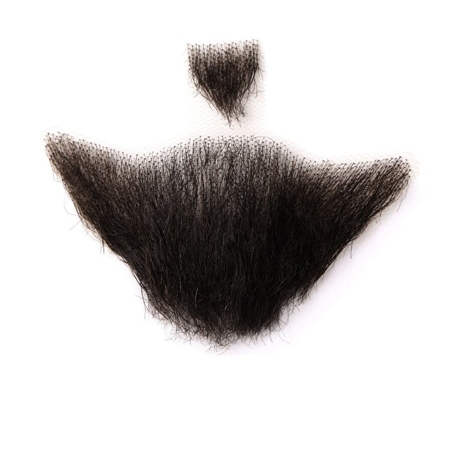Fake Beard Lace Beard Men Real Human Hair Thin Invisible Mustache - worn view