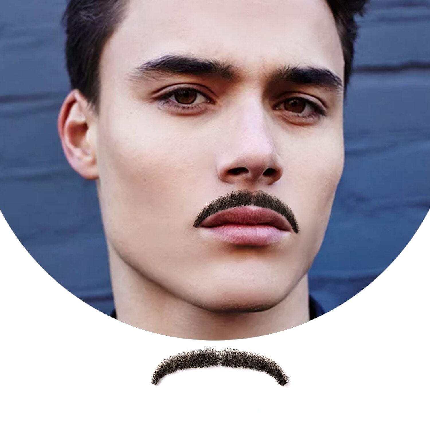 Baffi finti fatti a mano con tessitura in capelli umani barba finta