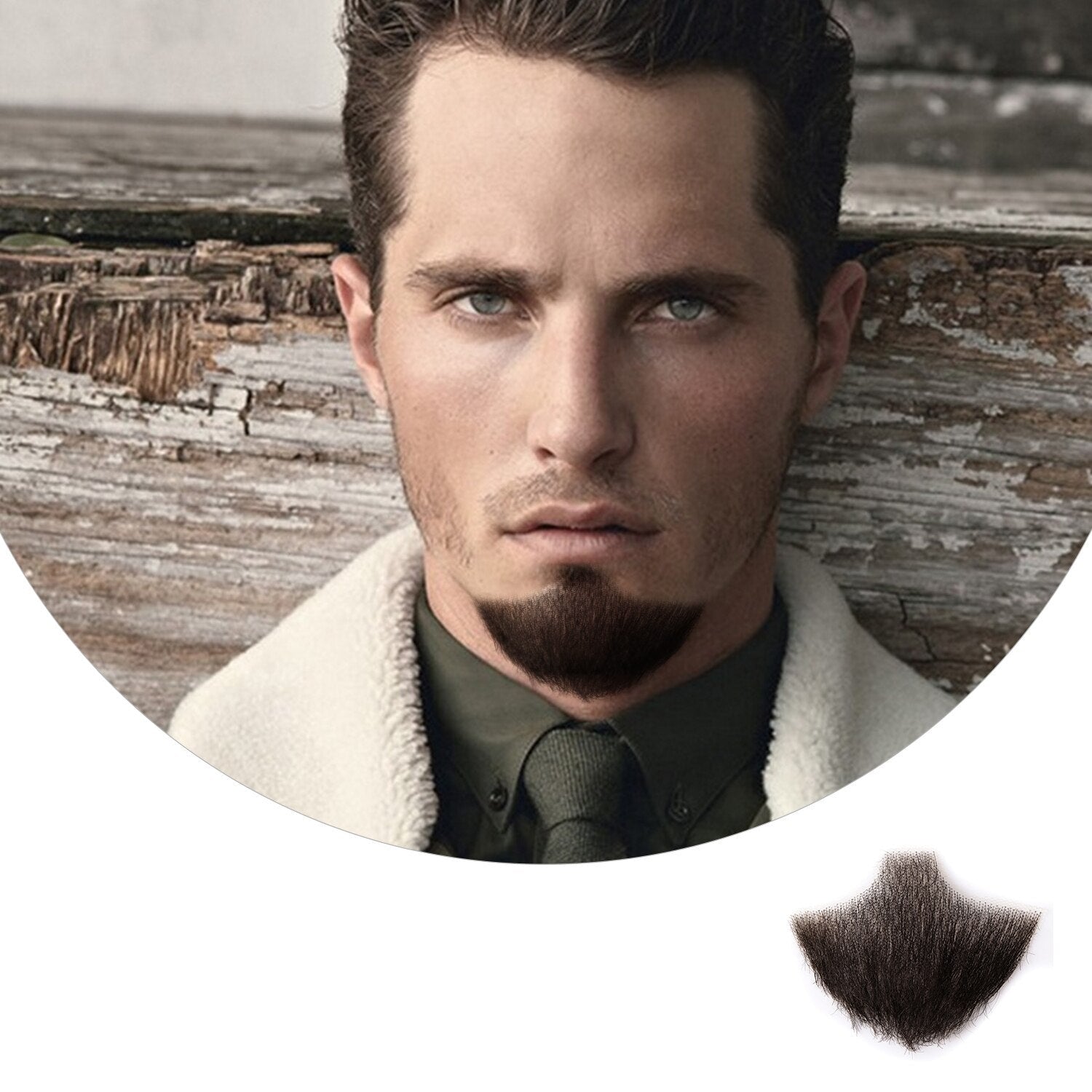 Láthatatlan csipkés műszakáll férfiaknak, 100% Remy haj bajusz