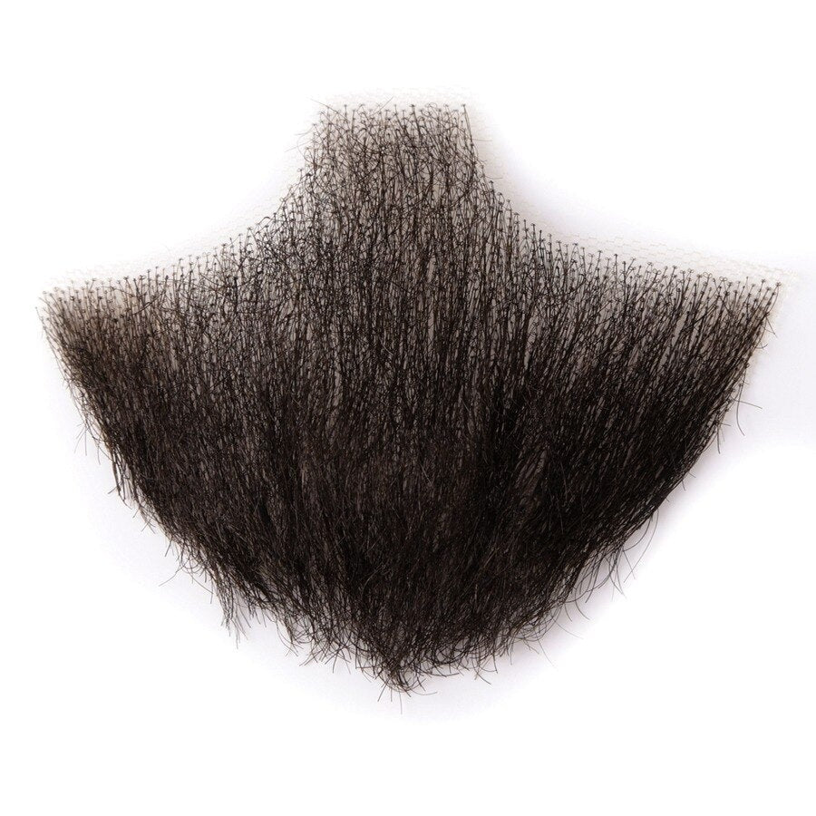 Lace Invisible Fake Beards For Men 100% Remy Hair Mustache - worn view