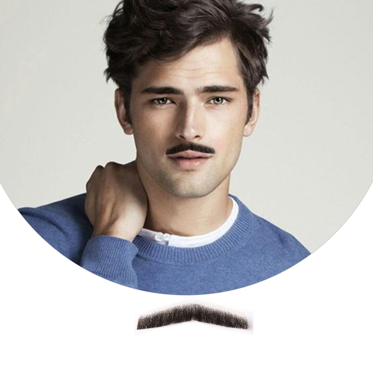 Men Lace Invisible Fake Beards 100% Hair Mustache