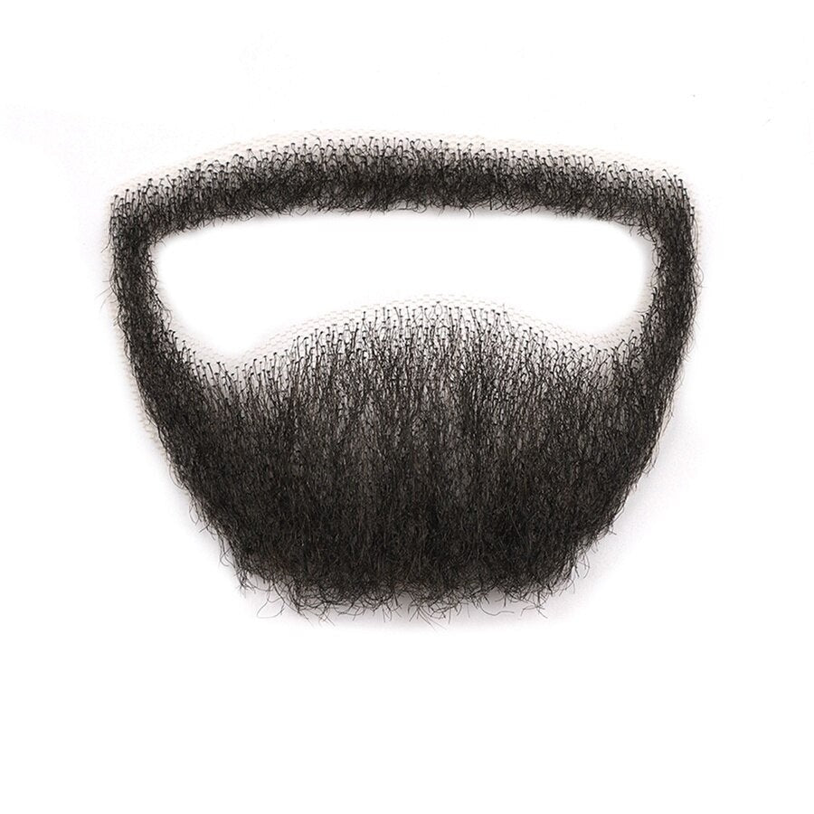 Men's Lace Beard Soft Fake Beard False Mustache Invisible - worn view
