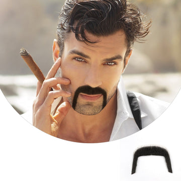 Blondeskæg ægte hår falsk skæg til mænd blonde usynligt falsk overskæg