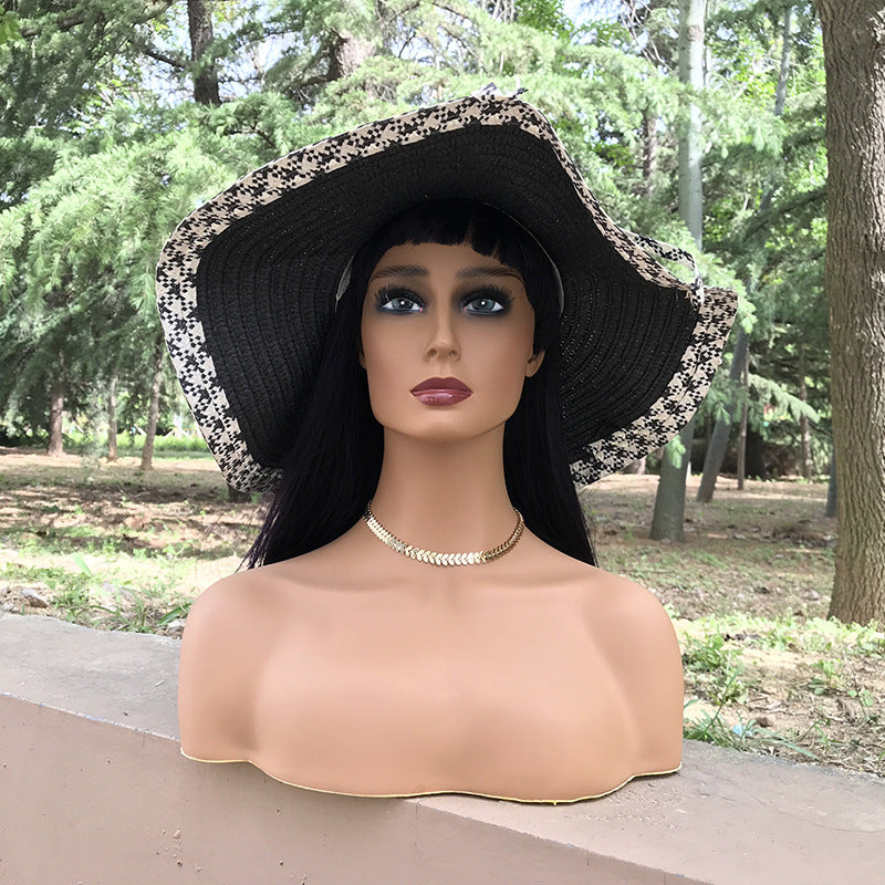Female Half-Length Mannequin Wig Hat Necklace