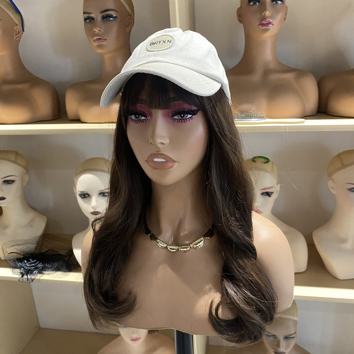 Wig Display Stand with Double Shoulder and Hat for Women&#39;s Model Head