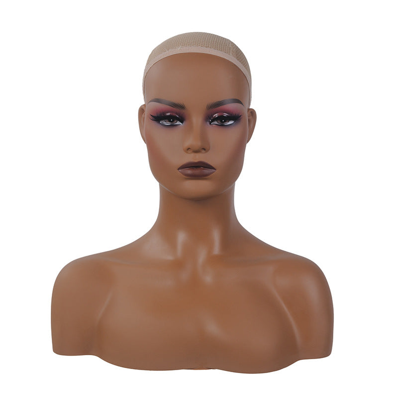 Mannequin Head Wig Half Length Double Shoulders Jewelry Bracket