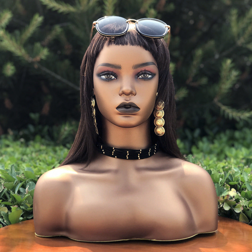 Mannequin Black Skin Bust Shoulder Jewelry Display Bracket