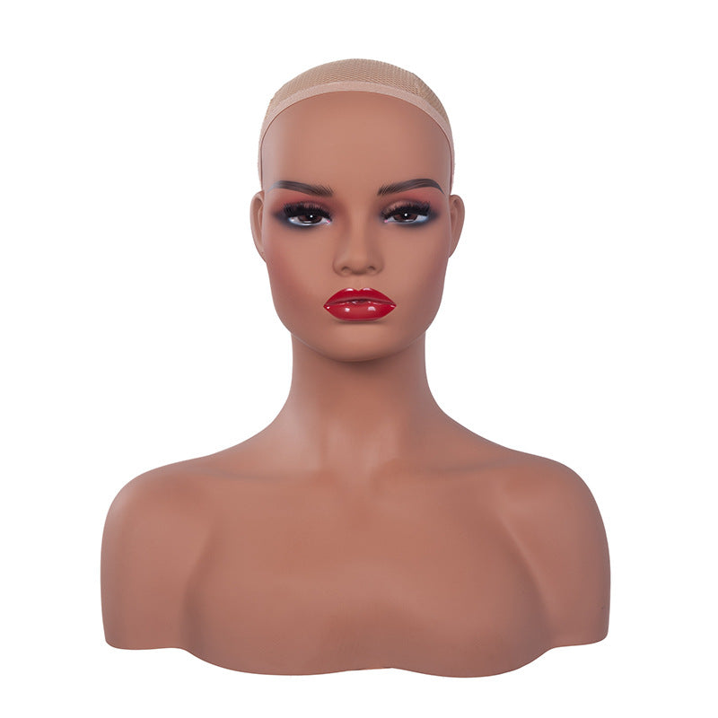 Half-Body Female Mannequin Model with Head, Face, Hat and Clothes for Photo
