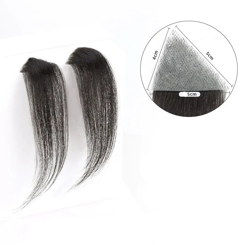 Természetes fekete, kis méretű halántéki hajfoltok férfiaknak és nőknek, 2 db