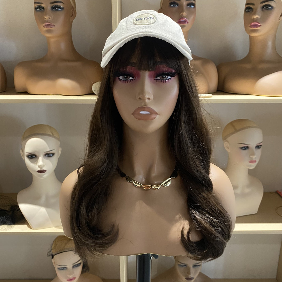 Wig Display Stand with Double Shoulder and Hat for Women&#39;s Model Head