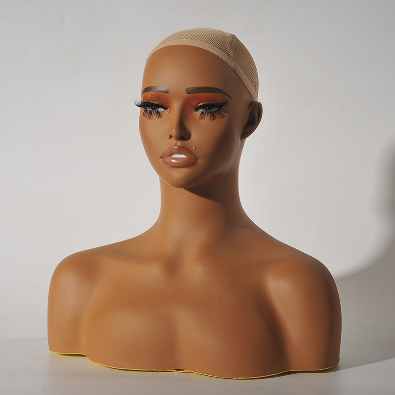 Maquillaje de exhibición de joyería de maniquí de hombro de cabeza de peluca falsa femenina