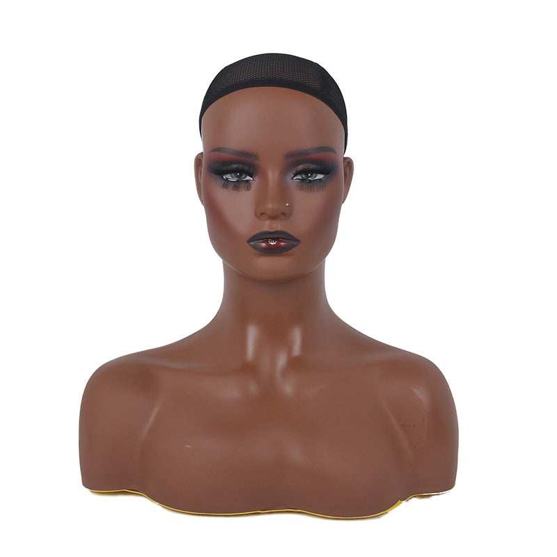 Half-Body Female Hairstyle Wig in Black Skin Tone for Mannequin Head