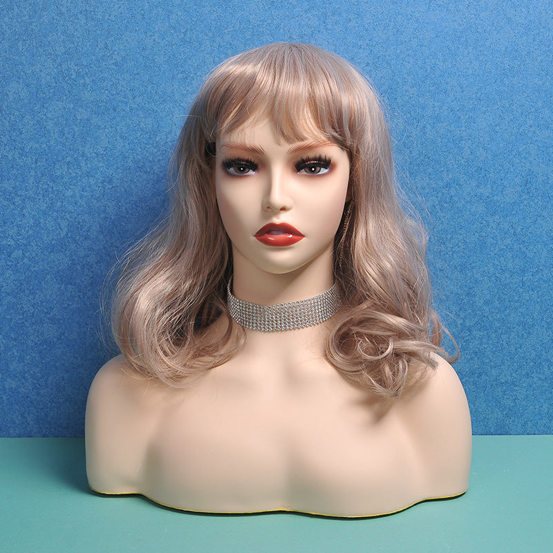 Female White Skin Shoulders Simulation Dummy Mannequin Head Wig