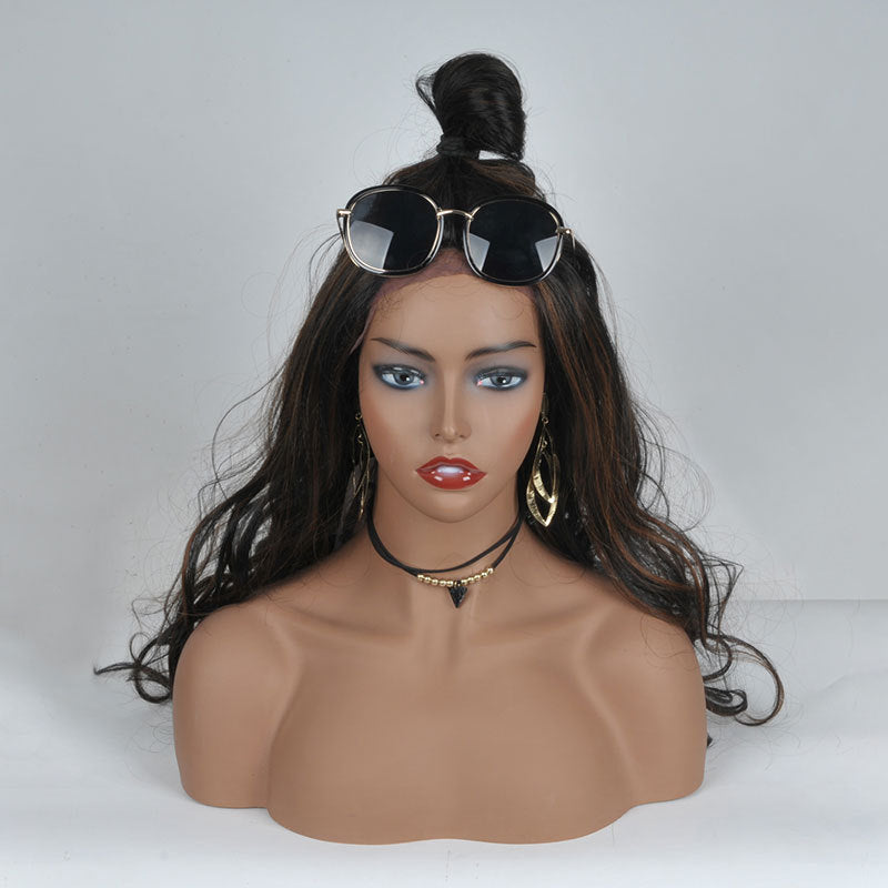 Black Double Shoulder Female Half Body Mannequin Head Mold