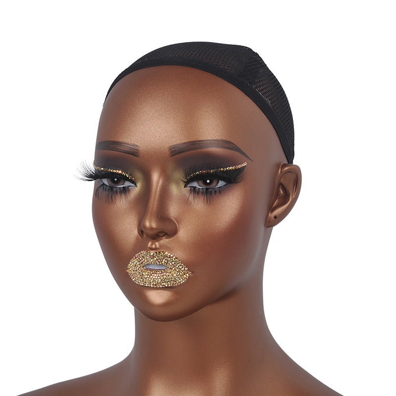 Women&#39;s Black Brown Skin Double Shoulder Bust Wig Dummy Model
