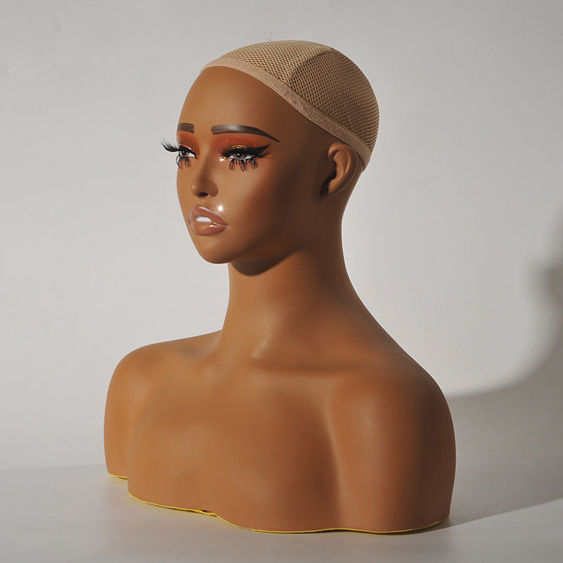 Female Fake Wig Head Shoulder Mannequin Jewelry Display Makeup