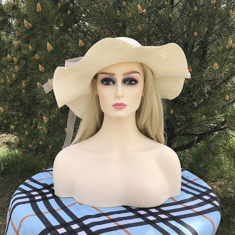 Mannequin Head with Asian Face and Wig Hat Jewelry Display