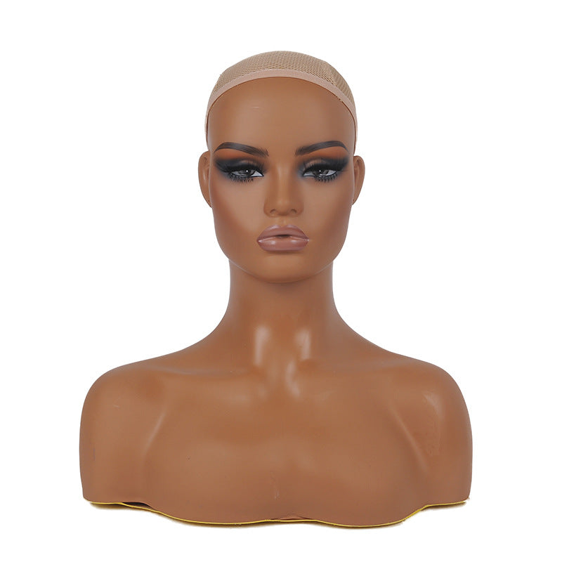 Mannequin Head with Black/Yellow Skin Tone Wig