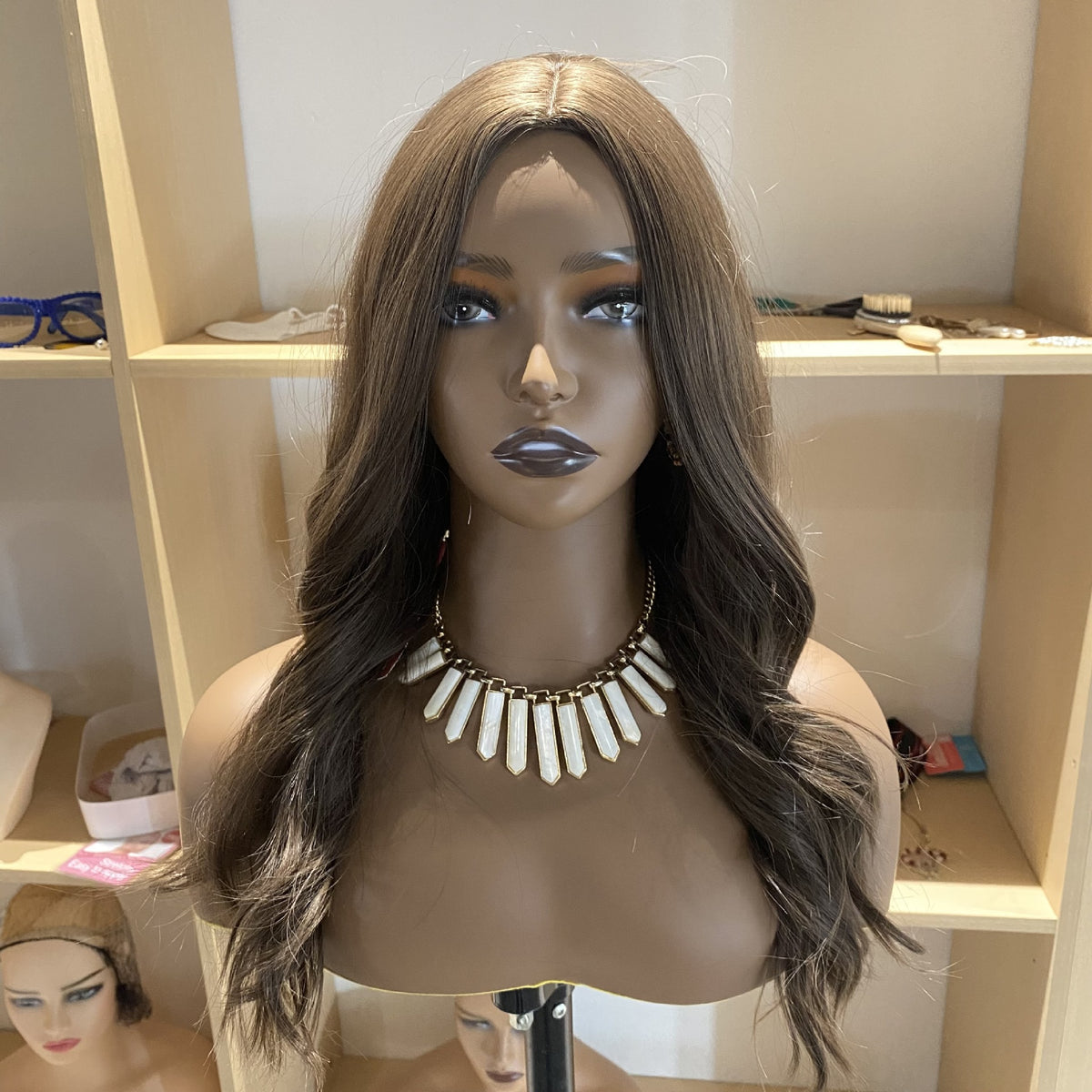 Black Skin Tone Model Headform with Jewelry Earrings Display Prop