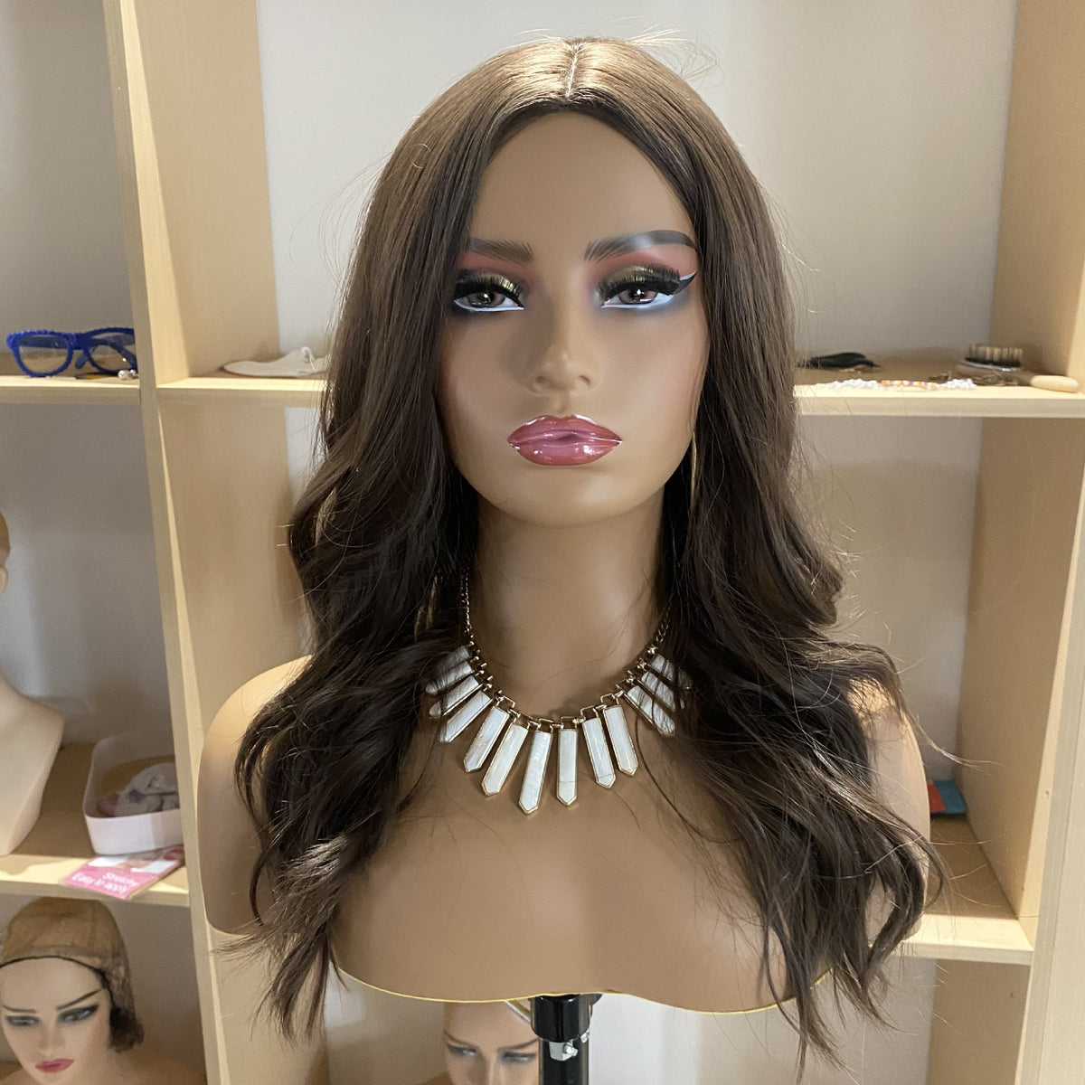 Female Half Body Simulation Wig Display Earrings Model Props