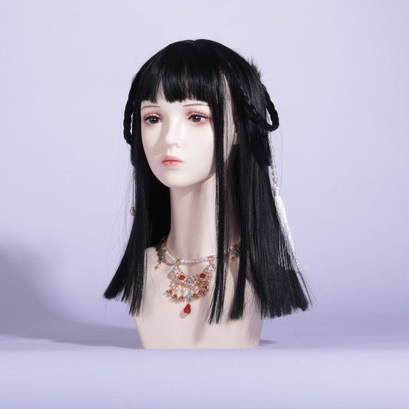 Antique Wig Display Model Simulation Dummy Head with Earrings and Hairpin