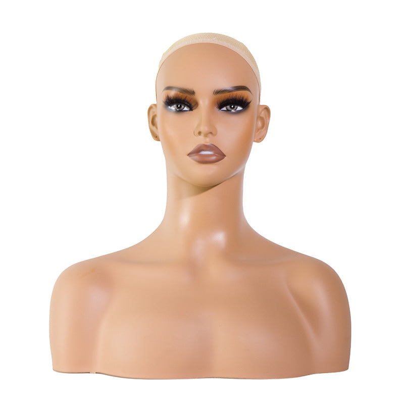 Dummy Mannequin Head Wig Holder with Double Shoulder Earring Display