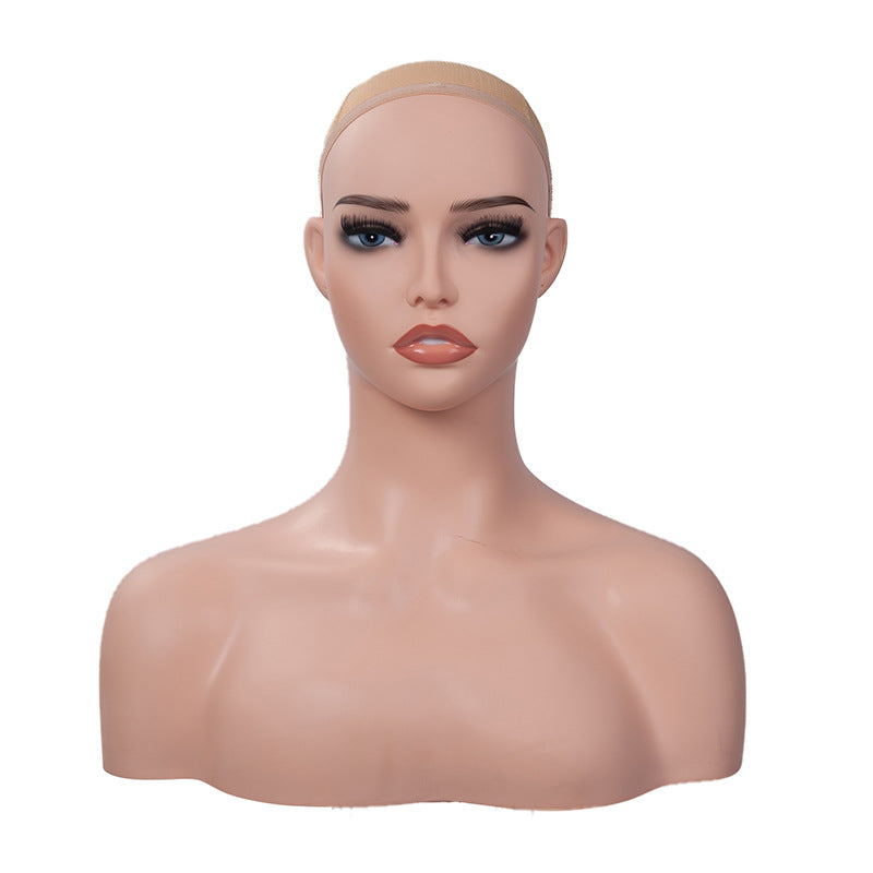 Half White Skin Mannequin Head Wig Model with Earrings for Display