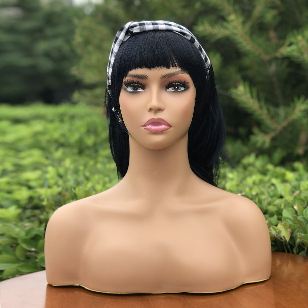 Wig Simulation Prop Double Shoulder Headdress Earrings Half Dummy Head