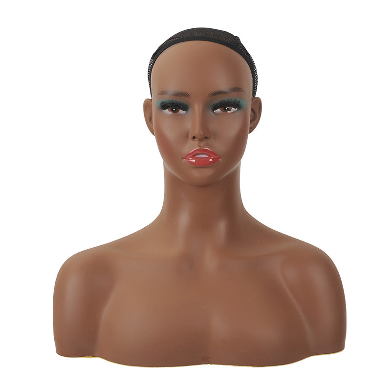 Female Half Body Jewelry Display Bracket Wig Headform Black Skin