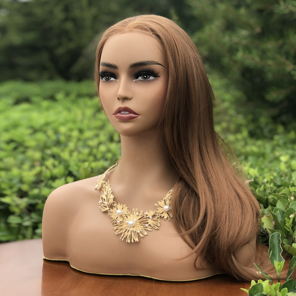 Double Shoulder Jewelry Display Female Yellow Skin Model Head