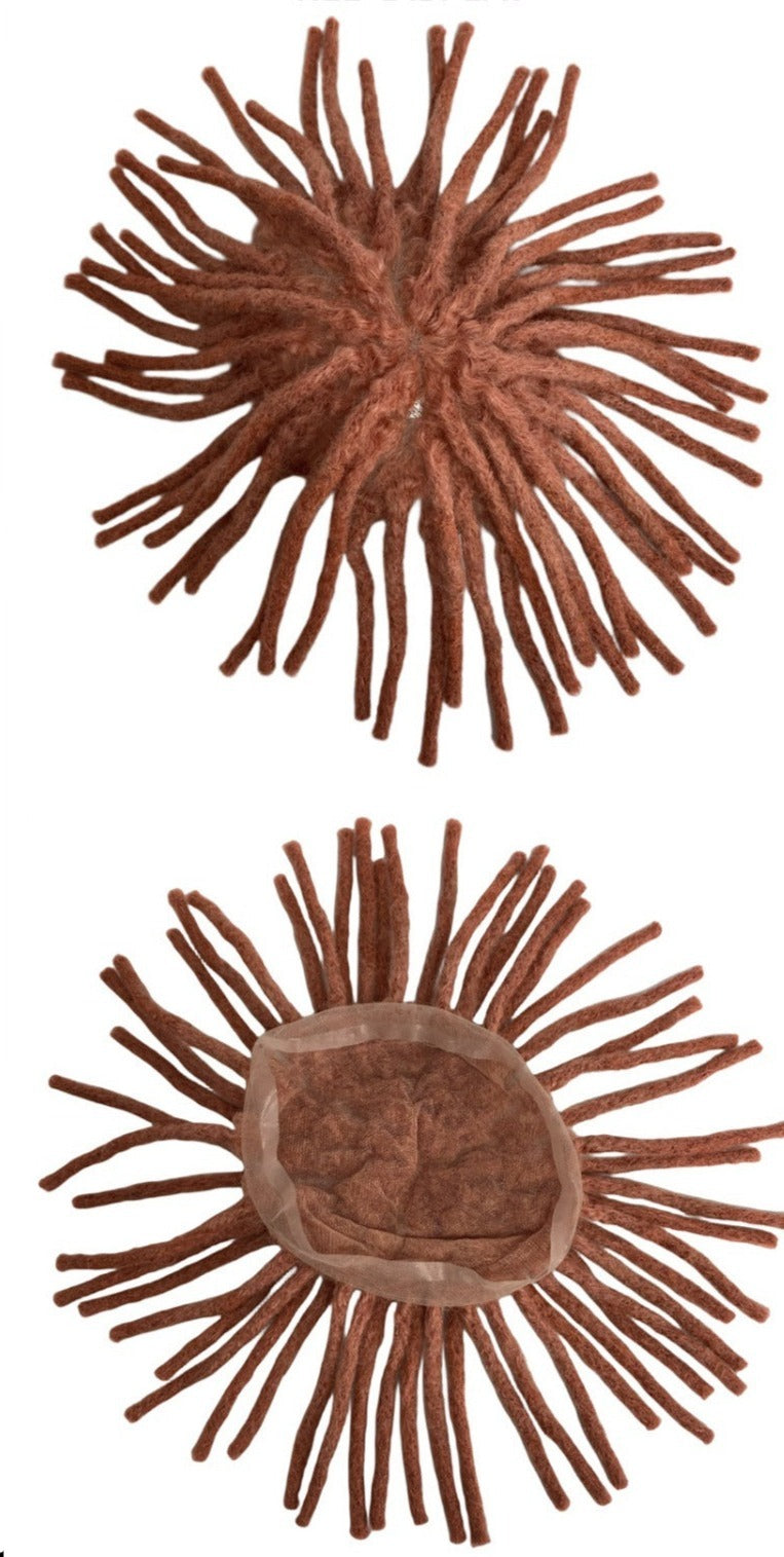 Ihmisen hiuksista valmistettu hiuslisäke #1 Dreadlockit, 8x10 täysi pitsiperuukki mustille miehille