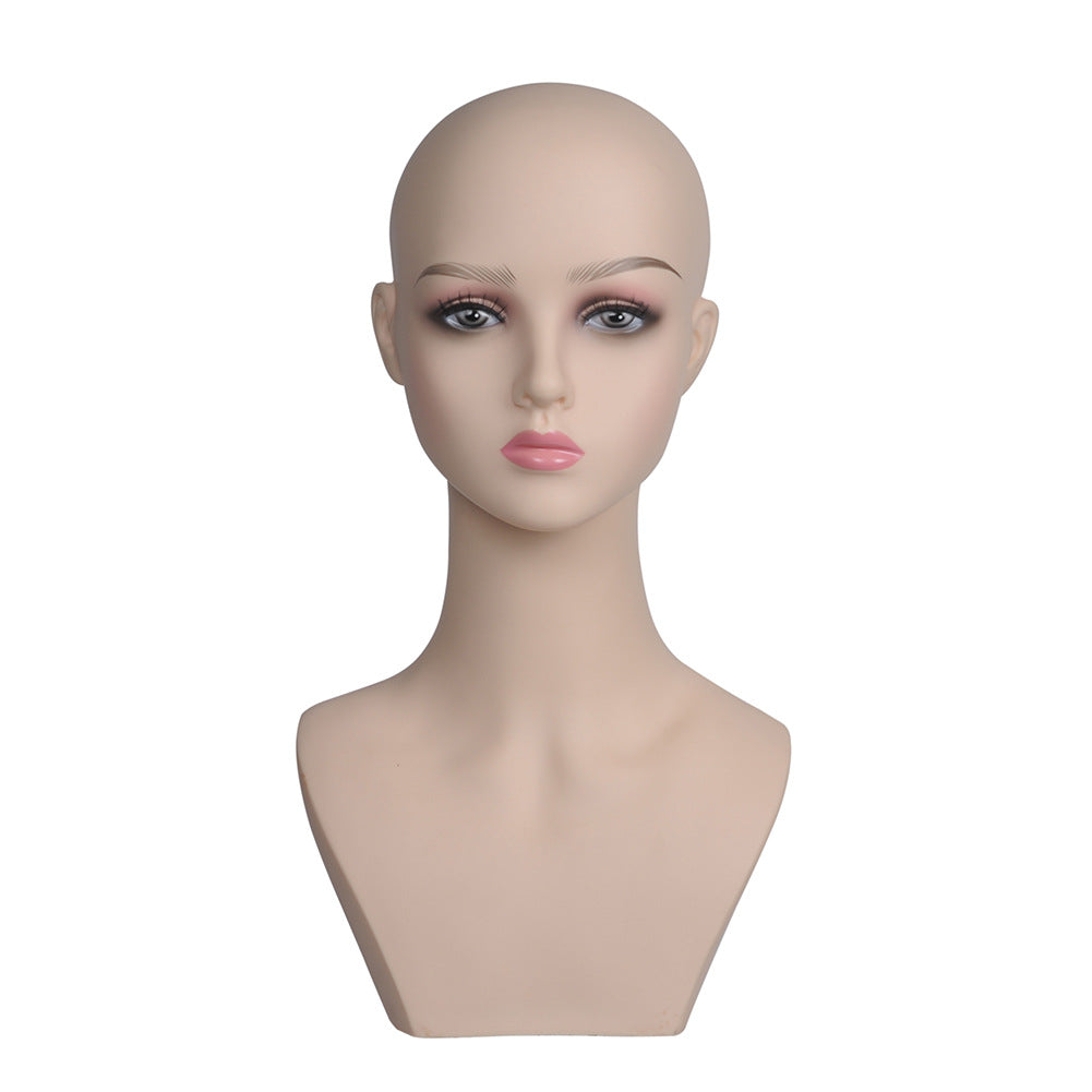 Display Head Model Doll with One Shoulder, Earrings and Headdress