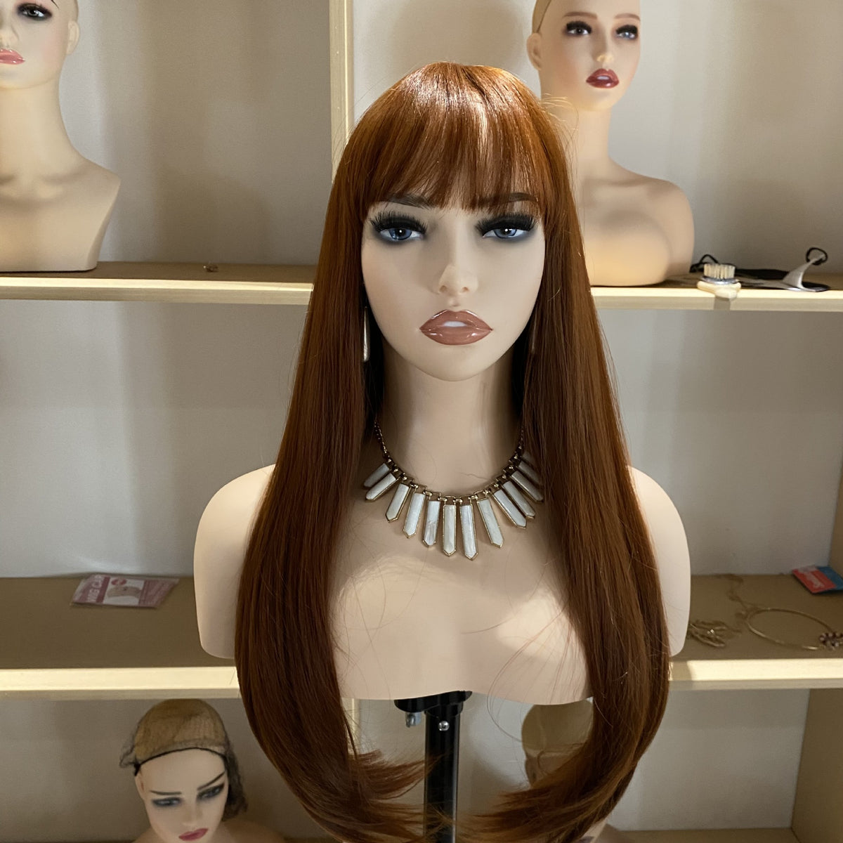 Female Half Body  Mannequin Head White Skin Jewelry Display Head Mold Wig Model