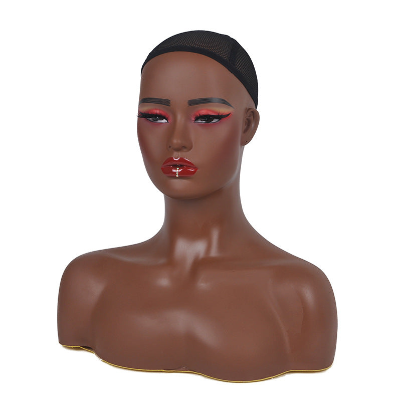 Mannequin Dark Skin Head Jewelry Display Bust