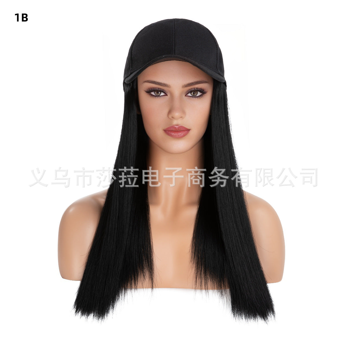 Женский длинный прямой парик из синтетических волос с бейсболкой, цельной шиньоном на всю голову, естественный вид — черная кепка, каштановые волосы
