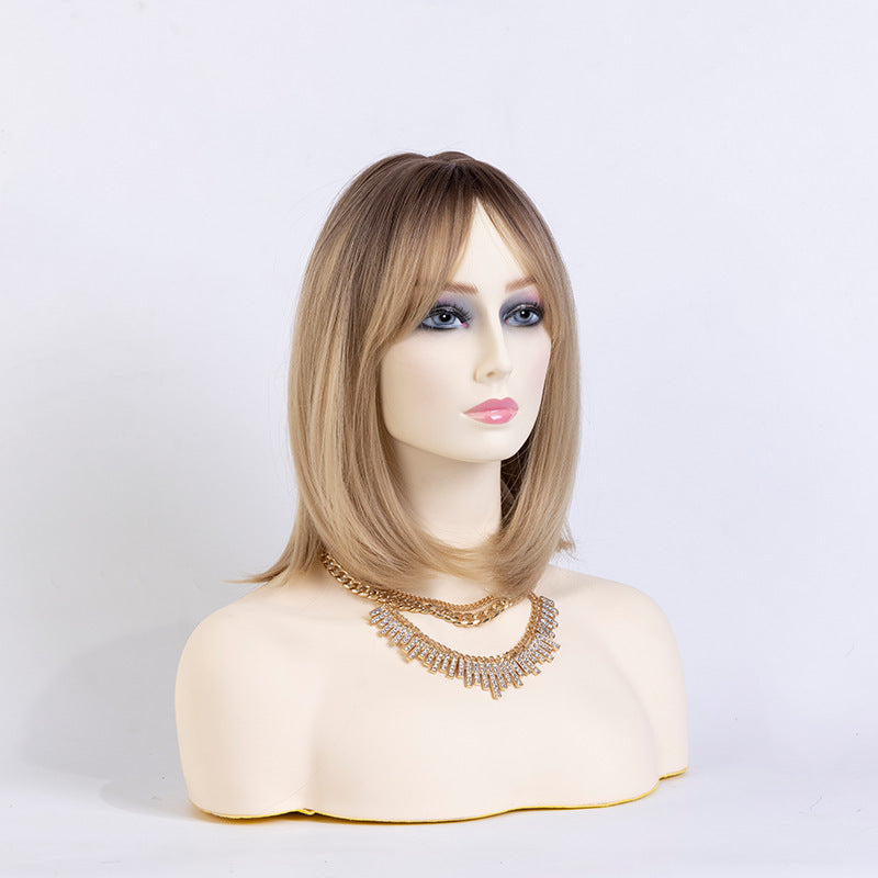 Female White Skin Tone Mannequin Head Wig Model Display Bracket with Hat and Earrings