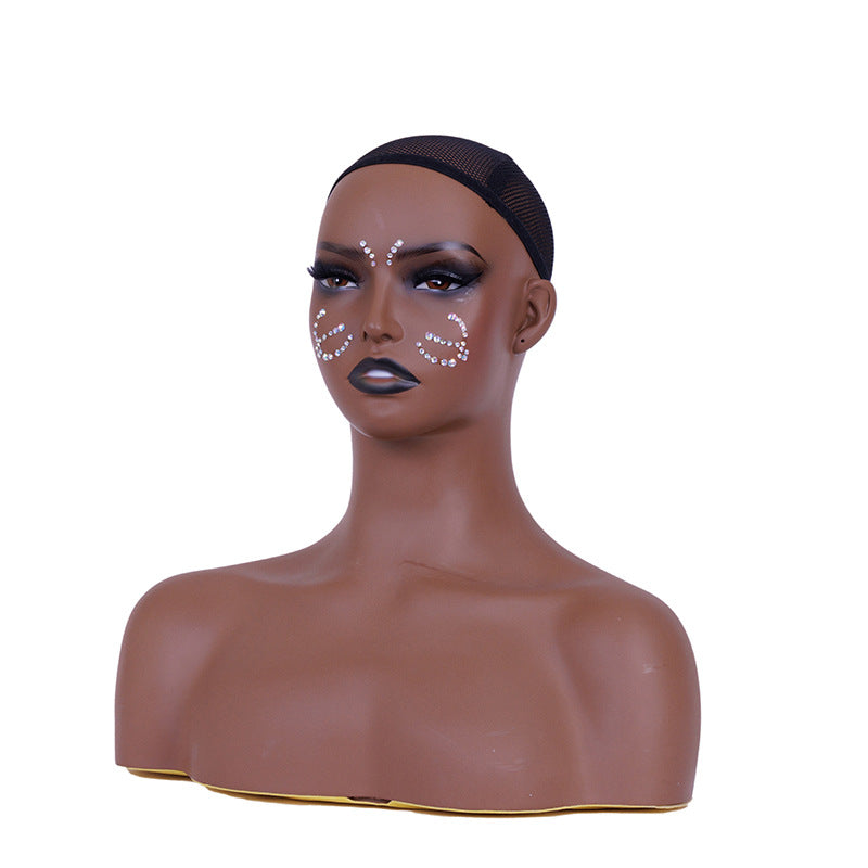 Headform Wig Bust Model Prop Double-Shouldered Dummy Headdress Display