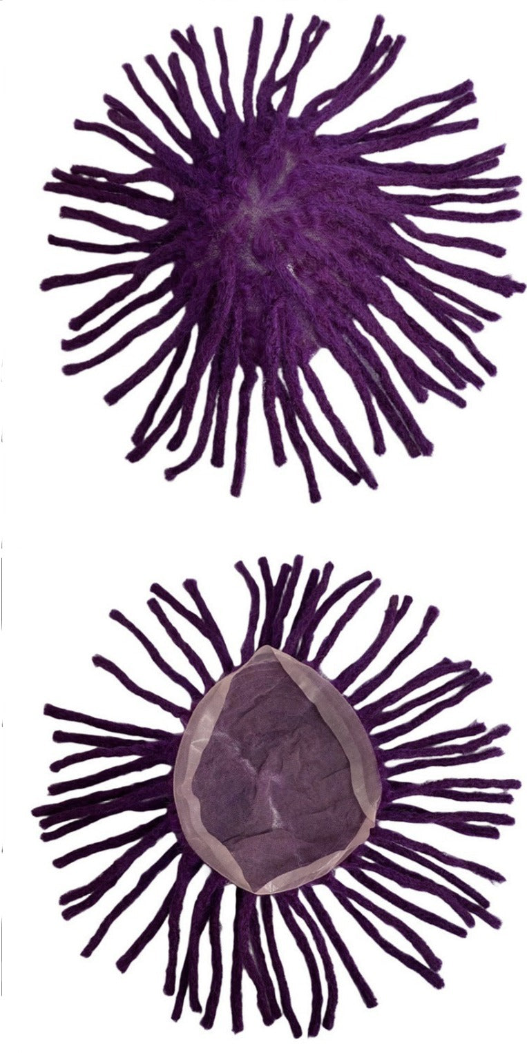 Ihmisen hiuksista valmistettu hiuslisäke #1 Dreadlockit, 8x10 täysi pitsiperuukki mustille miehille