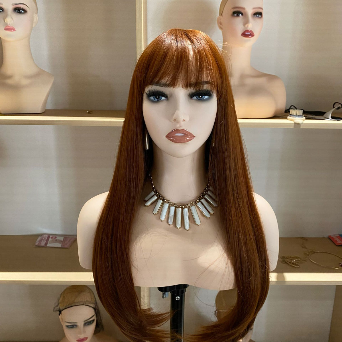 Female Half Body  Mannequin Head White Skin Jewelry Display Head Mold Wig Model