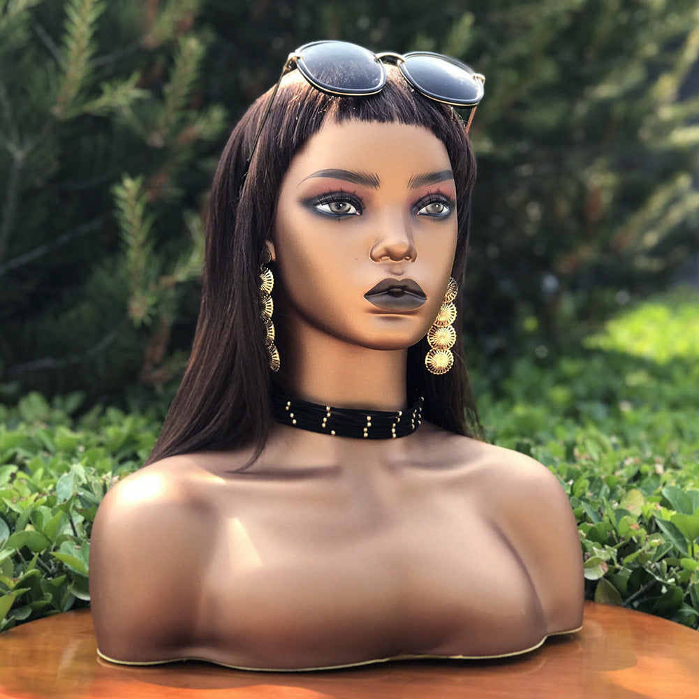 Mannequin Black Skin Bust Shoulder Jewelry Display Bracket