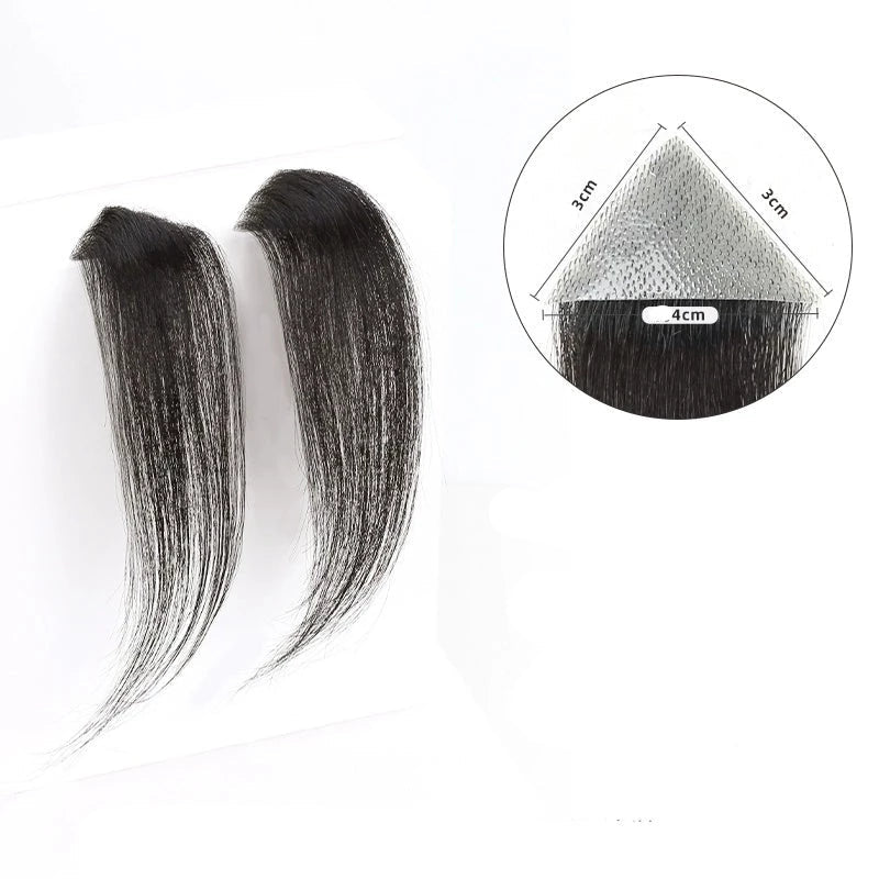 Természetes fekete, kis méretű halántéki hajfoltok férfiaknak és nőknek, 2 db