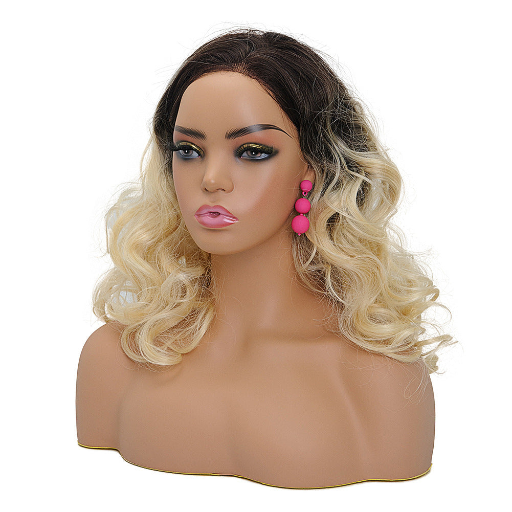 Mannequin Wig Head with Shoulders, Hat, and Earrings