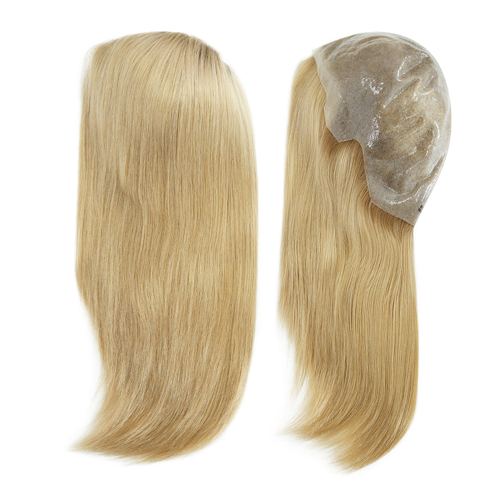 14" ihmisen hiuksista valmistettu täysi polyskin-juutalaisperuukki naisille