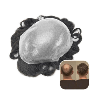 0,08-0,10 mm Pełna cienka baza z lekką falą – tupet męski | Męskie systemy włosów