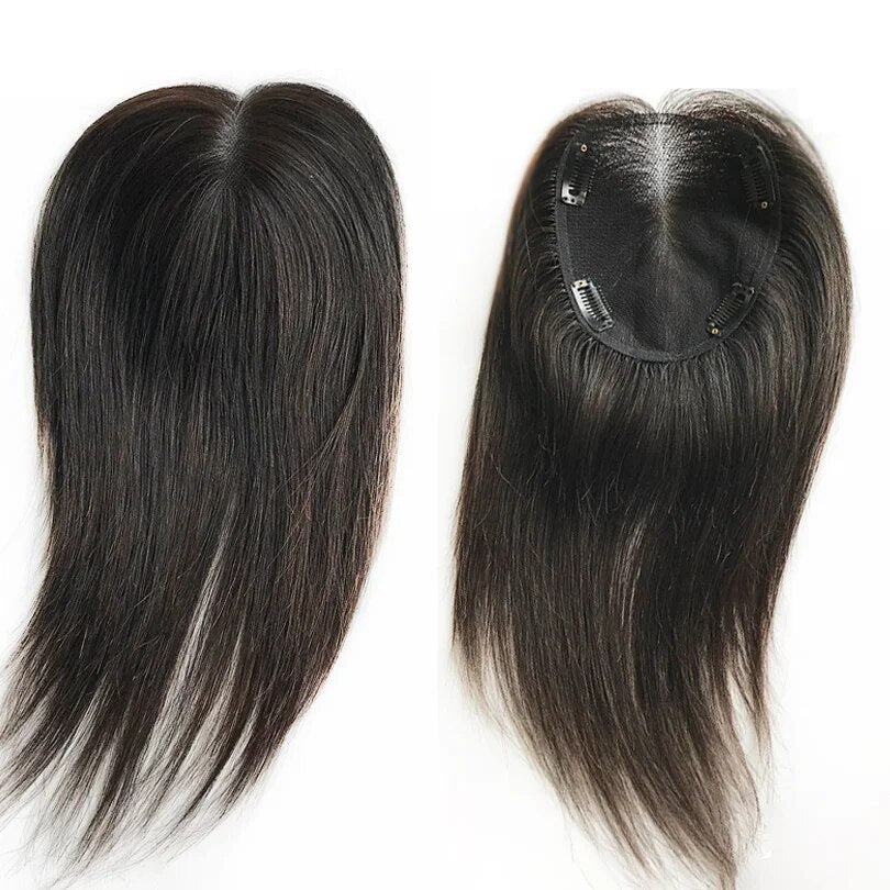 Toppery damskie z naturalnych włosów na szwajcarskiej koronce, mocowane na klipsy