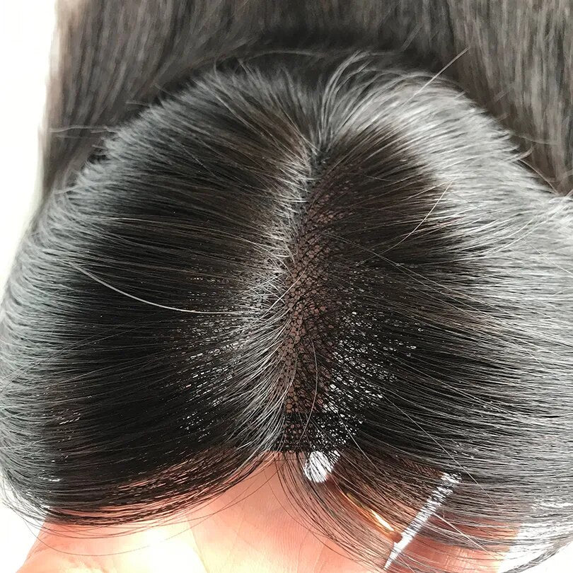 Swiss Lace Human Hair Toppers for Women Clip In Hairpieces
