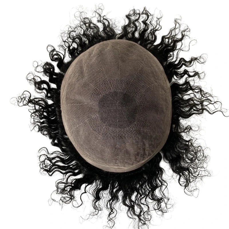 Onda de 15mm Sistema Total de Renda de Cabelo Humano para Homens Negros